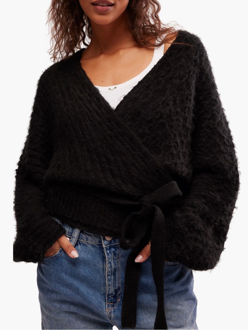 NWT / Free People
OVER YOU CARDI / Black / Medium